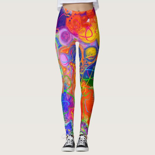 Disco Ball Electricity Fluid Art Leggings (Vorderseite)