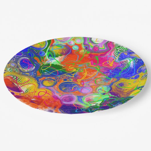 Disco Ball Electricity Fluid Art Pappteller (Schrägansicht)