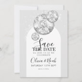 Disco Ball Engagement Party Save The Date (Vorderseite)