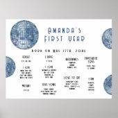 Disco ball First Birthday Milestone Birthday Poster (Vorne)