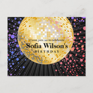 Disco Ball Geburtstag Postkarte Einladung