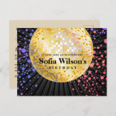 Disco Ball Geburtstag Postkarte Einladung (Vorne/Hinten)