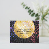 Disco Ball Geburtstag Postkarte Einladung (Stehend Vorderseite)