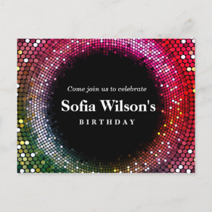 Disco Ball Geburtstag Postkarte Einladung