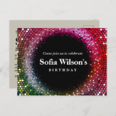 Disco Ball Geburtstag Postkarte Einladung (Vorne/Hinten)