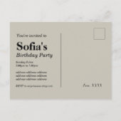 Disco Ball Geburtstag Postkarte Einladung (Rückseite)