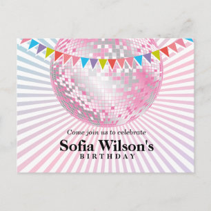 Disco Ball Geburtstag Postkarte Einladung