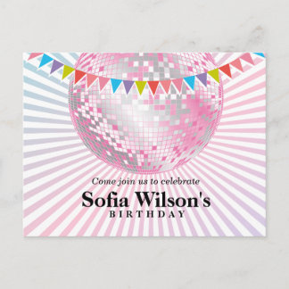 Disco Ball Geburtstag Postkarte Einladung