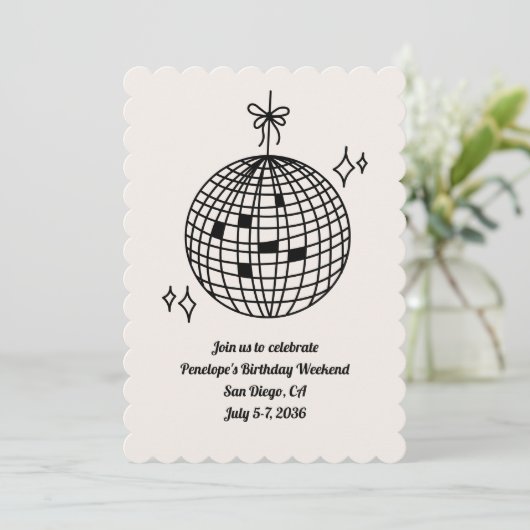 Disco Ball Geburtstagsparty Einladung (Stehend Vorderseite)