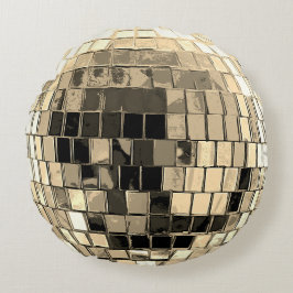 Disco Ball - Gold Rundes Kissen
