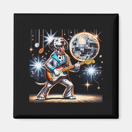 Disco Ball Guitar Dalmatian Dog Men Women Kids Magnet (Vorne)