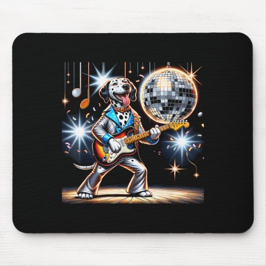 Disco Ball Guitar Dalmatian Dog Men Women Kids Mousepad (Vorne)