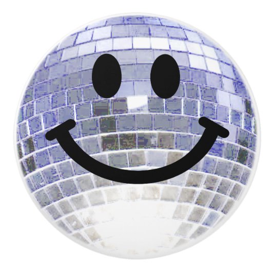 Disco Ball Happy face Keramikknauf (Vorderseite)