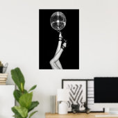 Disco Ball High Heels Druck, Schwarz und Weiß Poster (Heimbüro)