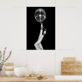Disco Ball High Heels Druck, Schwarz und Weiß Poster (Küche)