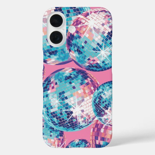 Disco Ball iPhone Case Pink Blue Y2K (Rückseite)
