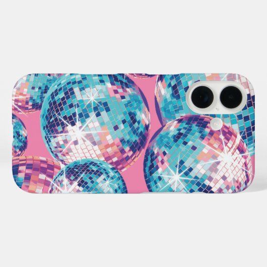 Disco Ball iPhone Case Pink Blue Y2K (Rückseite (Horizontal))