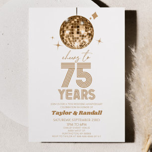 Disco Ball jubelt auf 75 Jahre Hochzeitstag Einladung