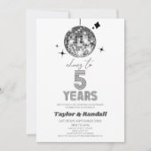 Disco Ball jubelt bis 5 Jahre Hochzeitsfeier Einladung (Vorderseite)