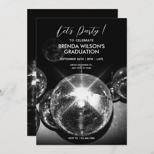 Disco Ball Liga Abschluss Einladung (Vorne/Hinten)