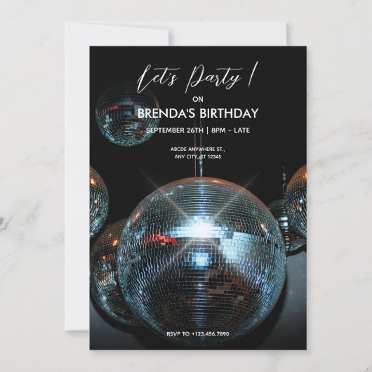 Disco Ball Liga Party Einladung (Vorderseite)