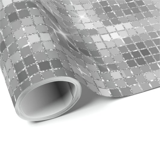 Disco Ball Light Silber Look Wrapping Paper Geschenkpapier (Rolleneckpunkt)