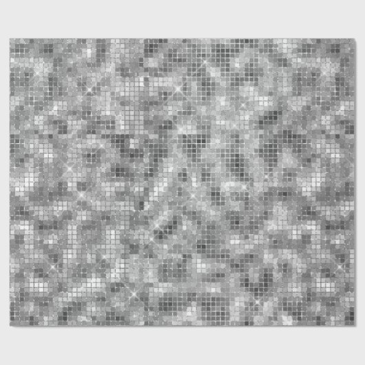 Disco Ball Light Silber Look Wrapping Paper Geschenkpapier (Flach)