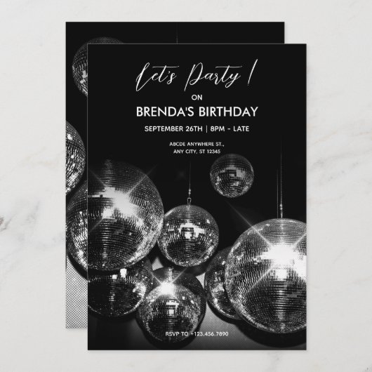 Disco Ball Ligts Tanzt Party Einladung (Vorne/Hinten)