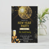 Disco Ball New Year's Eve invitation Einladung (Stehend Vorderseite)