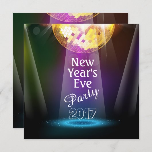 Disco Ball New Year's Eve Party Einladung (Vorne/Hinten)