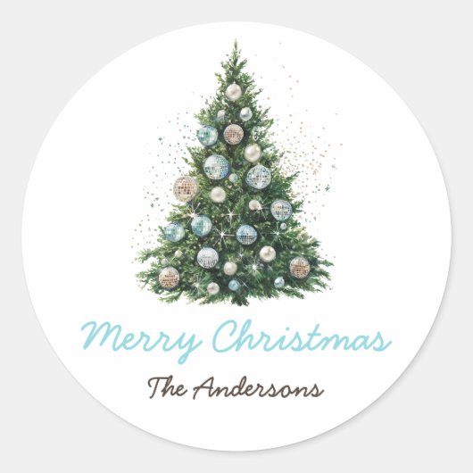 Disco Ball Ornament Weihnachtsbaum Maßgeschneidert Runder Aufkleber (Vorderseite)