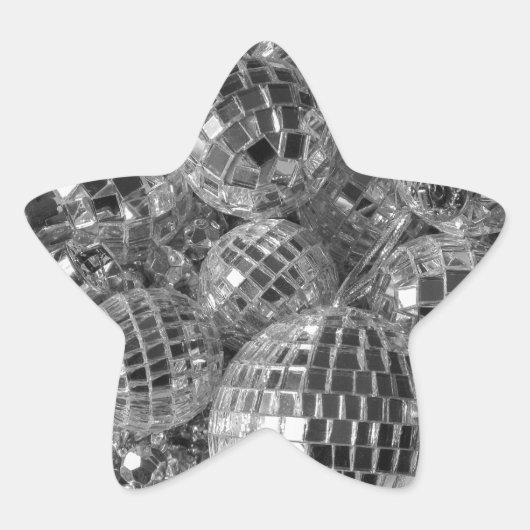 Disco Ball Ornaments Glam Schwarzes und Weiß Foto Stern-Aufkleber (Vorderseite)