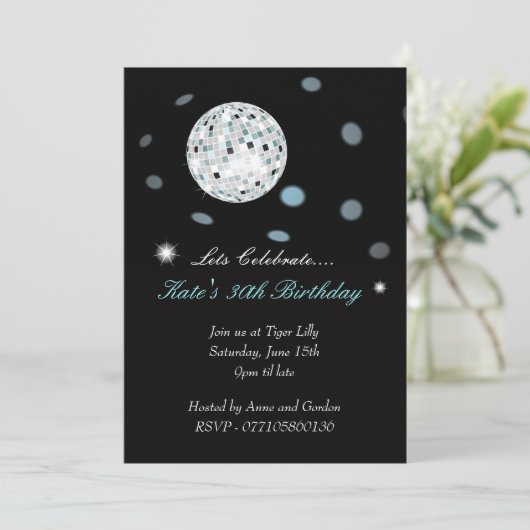 Disco-Ball-Party Einladung (Stehend Vorderseite)