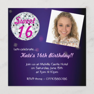 Disco-Ball-Party Einladung 16. Geburtstag 16