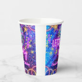 Disco Ball Party Neon Pink Glow Girl Party Pappbecher (Links)