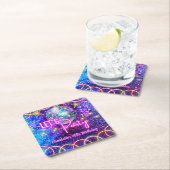 Disco Ball Party Neon Pink Glow Girl Party Rechteckiger Pappuntersetzer (Vor Ort)