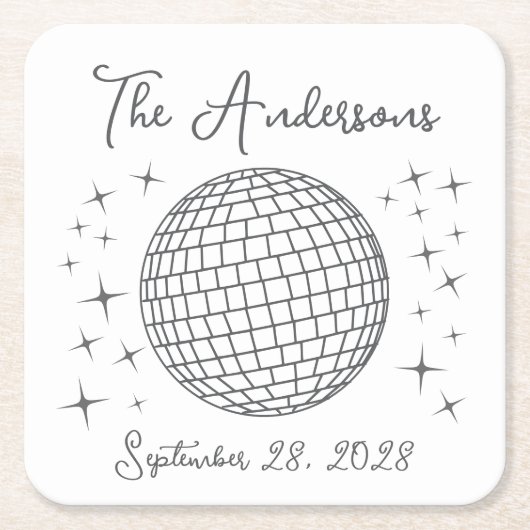 Disco Ball Personalisierte Hochzeit Rechteckiger Pappuntersetzer (Vorderseite)