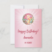 Disco Ball pink Mädchen zum Geburtstag Karte (Vorderseite)