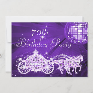Disco Ball, Princess Coach & Horses 70. Geburtstag Einladung