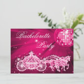 Disco Ball, Princess Coach & Horses Bachelorette Einladung (Stehend Vorderseite)