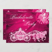 Disco Ball, Princess Coach & Horses Bachelorette Einladung (Vorne/Hinten)