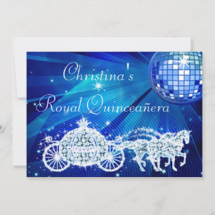 Disco Ball, Princess Coach & Horses Quinceañera Einladung