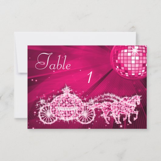 Disco Ball, Princess Coach & Pferde Doppelseitig Einladung (Vorderseite)