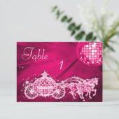 Disco Ball, Princess Coach & Pferde Doppelseitig Einladung (Stehend Vorderseite)
