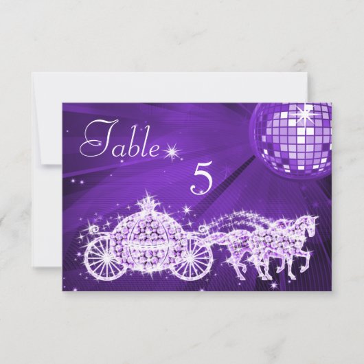 Disco Ball, Princess Coach & Pferde Doppelseitig Einladung (Vorderseite)