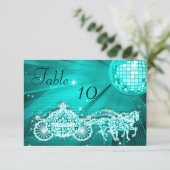 Disco Ball, Princess Coach & Pferde Doppelseitig Einladung (Stehend Vorderseite)