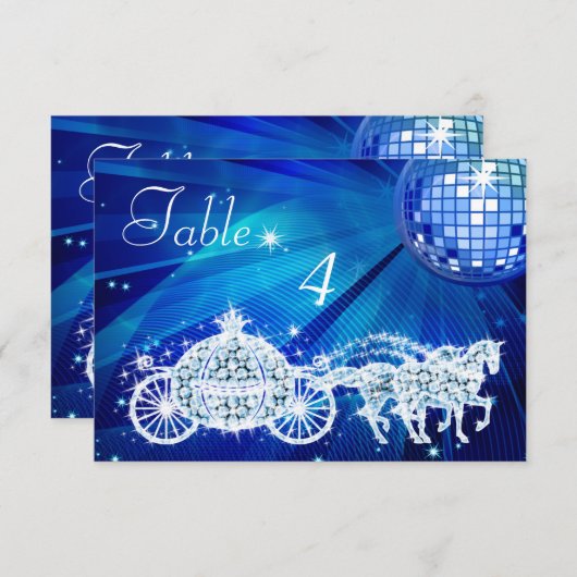 Disco Ball, Princess Coach & Pferde Doppelseitig Einladung (Vorne/Hinten)