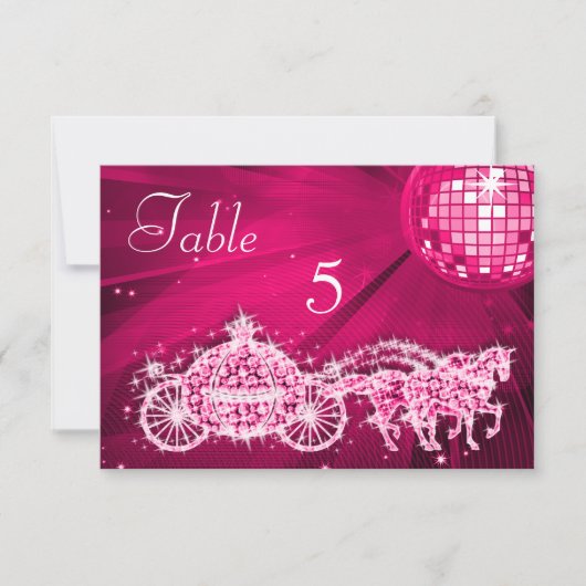 Disco Ball, Princess Coach & Pferde Doppelseitig Einladung (Vorderseite)