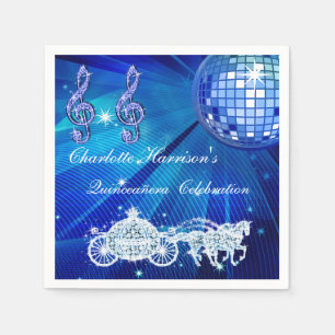 Disco-Ball, Prinzessin Coach u. Pferde Quinceañer Serviette