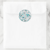Disco Ball Retro 70er Aquamariner Umschlag Aufkleb Runder Aufkleber (Tasche)
